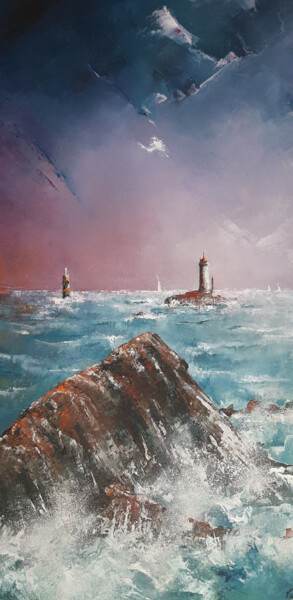 Painting titled "Pointe du raz." by Philippe Vidal, Original Artwork, Oil