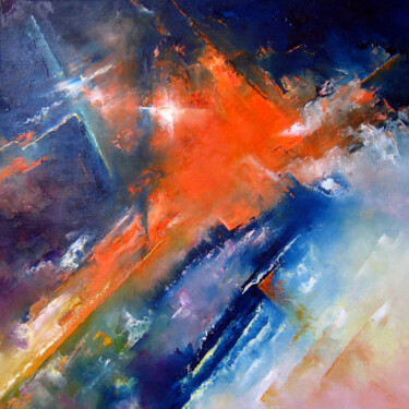 Painting titled "Cosmos n°1" by Philippe Vidal, Original Artwork, Oil