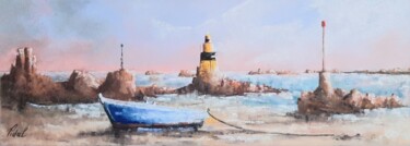 Peinture intitulée "Ile de Brehat à mar…" par Philippe Vidal, Œuvre d'art originale, Pastel Monté sur Châssis en bois