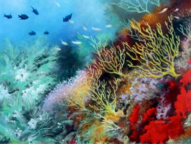 Pintura titulada "Ocean n° 11." por Philippe Vidal, Obra de arte original, Pastel