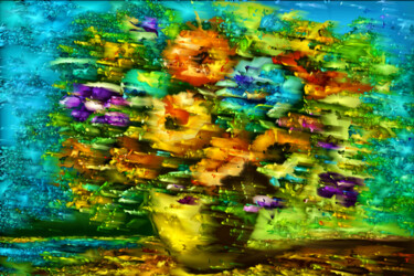 Digital Arts titled "Flowers" by Pwa Studio, Original Artwork, Digital Painting