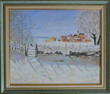 Schilderij getiteld "Gillois l'hiver" door Pascal Weber, Origineel Kunstwerk