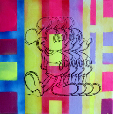 Peinture intitulée "PyB Mickey 4D, 2021…" par Pyb, Œuvre d'art originale, Acrylique