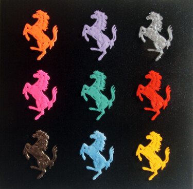PyB Ferrari colors, 2021 Peinture originale Peinture intitulée "PyB Ferrari colors,…" par Pyb, Œuvre d'art originale, Collages
