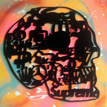 Peinture intitulée "PyB  skull logos co…" par Pyb, Œuvre d'art originale, Collages