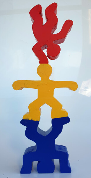 Sculpture intitulée "PYB Acrobats Haring…" par Pyb, Œuvre d'art originale, Plastique