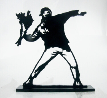 Escultura titulada "PYB Banksy Flowers…" por Pyb, Obra de arte original, Resina