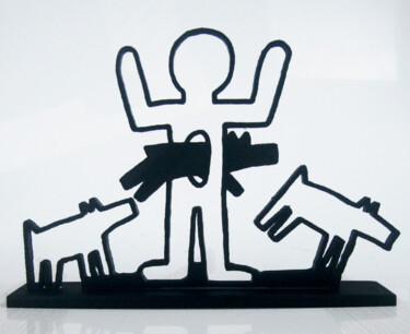 Sculpture titled "PyB haring MAN & DO…" by Pyb, Original Artwork, Resin