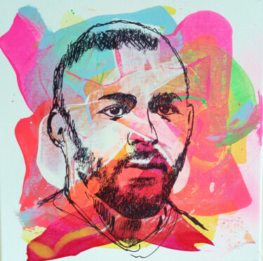 Картина под названием "PyB Karim Benzema,…" - Pyb, Подлинное произведение искусства, Акрил Установлен на Деревянная рама для…