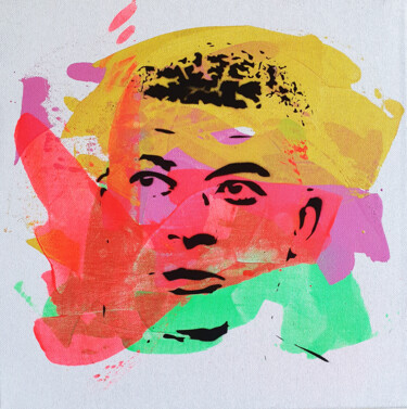 Painting titled "PyB  Kylian Mbappé…" by Pyb, Original Artwork, Acrylic Mounted on Wood Stretcher frame