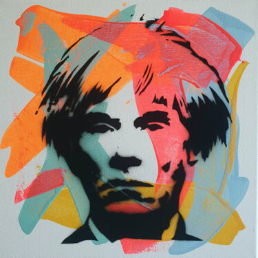 Peinture intitulée "PyB Andy Warhol  20…" par Pyb, Œuvre d'art originale, Bombe aérosol Monté sur Châssis en bois