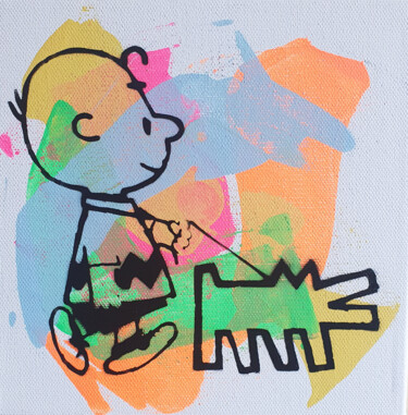 Painting titled "PyB Charlie Brown &…" by Pyb, Original Artwork, Spray paint Mounted on Wood Stretcher frame