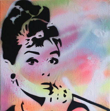 Pittura intitolato "PyB Audrey Hepburn…" da Pyb, Opera d'arte originale, Spray Montato su Telaio per barella in legno