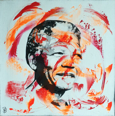 Painting titled "PyB Nelson Mandela…" by Pyb, Original Artwork, Acrylic Mounted on Wood Stretcher frame