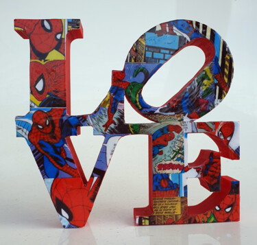 Escultura titulada "PyB Love SPIDERMAN…" por Pyb, Obra de arte original, Resina