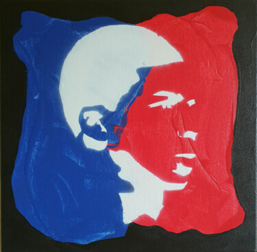 Painting titled "PyB    Kylian Mbapp…" by Pyb, Original Artwork, Spray paint Mounted on Wood Stretcher frame