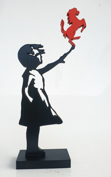 Sculpture titled "PYB Banksy girl FER…" by Pyb, Original Artwork, Resin