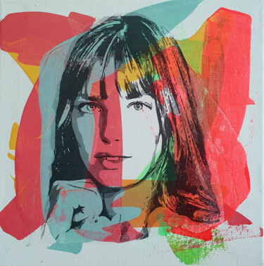 Pintura titulada "PyB Jane Birkin , 2…" por Pyb, Obra de arte original, Acrílico Montado en Bastidor de camilla de madera