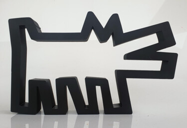 Скульптура под названием "PyB Keith Dog Harin…" - Pyb, Подлинное произведение искусства, Смола