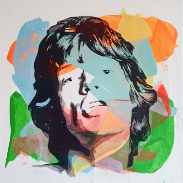 Painting titled "PyB Mick Jagger , 2…" by Pyb, Original Artwork, Acrylic Mounted on Wood Stretcher frame