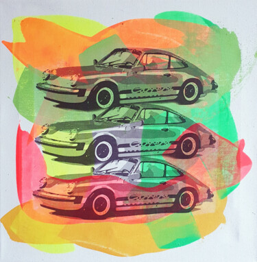 Painting titled "PyB Porsche 911 , 2…" by Pyb, Original Artwork, Acrylic Mounted on Wood Stretcher frame