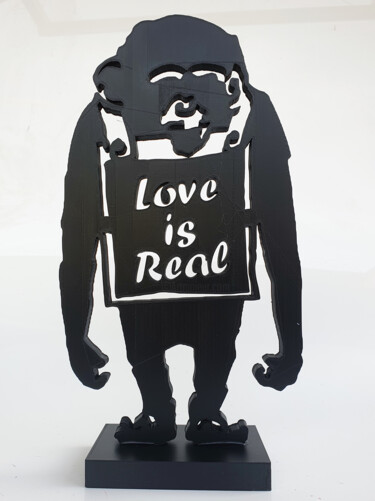Sculptuur getiteld "PYB Banksy Monkey,…" door Pyb, Origineel Kunstwerk, Acryl