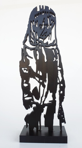 Sculpture titled "PyB Banksy girl Bat…" by Pyb, Original Artwork, Resin