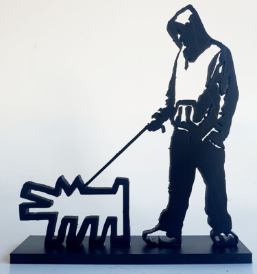 Rzeźba zatytułowany „PYB Dog Haring & Bo…” autorstwa Pyb, Oryginalna praca, Akryl
