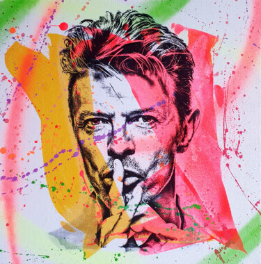Painting titled "PyB David BOwie, 20…" by Pyb, Original Artwork, Acrylic Mounted on Wood Stretcher frame