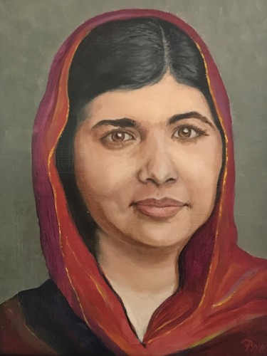 Painting titled "“Malala”" by Steven Pynn, Original Artwork, Oil