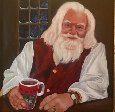 Painting titled "“Santa”" by Steven Pynn, Original Artwork, Oil