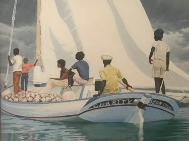 Painting titled "Conch fishermen" by Steven Pynn, Original Artwork, Acrylic