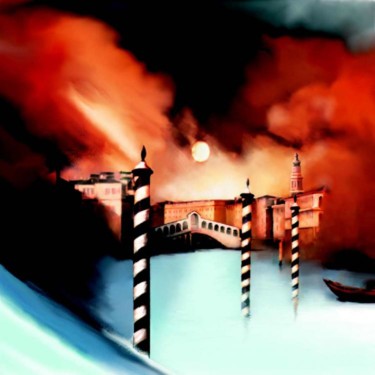 Peinture intitulée "Le pont de venise" par Ferrer / Py.R  /  Gef, Œuvre d'art originale, Huile