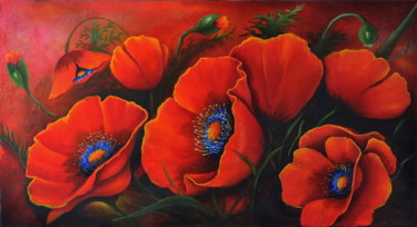 Painting titled "Poppies" by Petr Goysan, Original Artwork, Oil