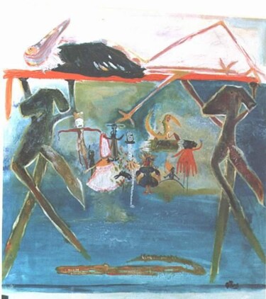 Painting titled "Le marabout à 3 pat…" by Q.Mumu, Original Artwork