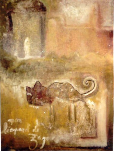 Painting titled "Mon léopard de Zago…" by Q.Mumu, Original Artwork