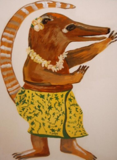 Painting titled "Polynesian Nosebear" by Q.Mumu, Original Artwork