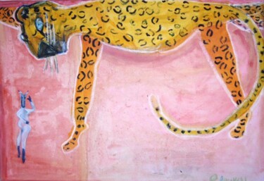 Painting titled "Vuela leopardus par…" by Q.Mumu, Original Artwork