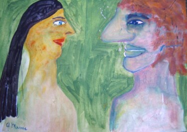 Painting titled "Carole et Gérard" by Q.Mumu, Original Artwork