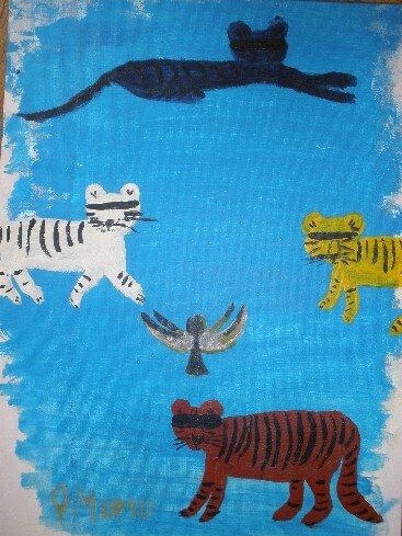 Painting titled "Blinded Tigers" by Q.Mumu, Original Artwork
