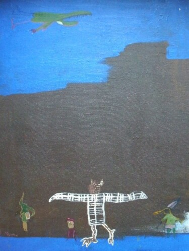 Painting titled "Maori Kite man" by Q.Mumu, Original Artwork