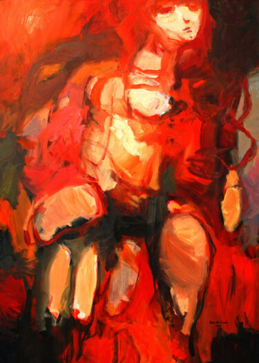 Malarstwo zatytułowany „Love in Red” autorstwa Qais Al Sindy, Oryginalna praca, Olej