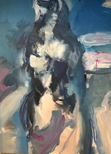 Painting titled "Man in Blue" by Qais Al Sindy, Original Artwork, Acrylic