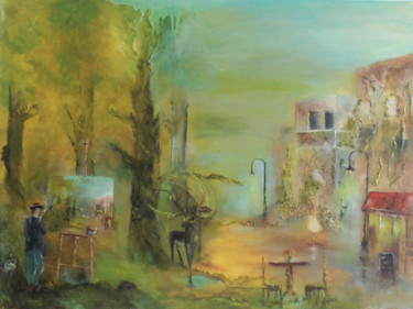 Painting titled "Dream" by Vera Derevyanko, Original Artwork, Oil Mounted on Wood Panel