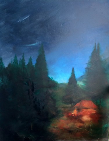Malarstwo zatytułowany „Forest” autorstwa Vera Derevyanko, Oryginalna praca, Olej