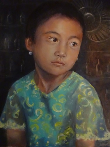 Painting titled "Мама задерживается" by Vera Utekhina, Original Artwork, Oil
