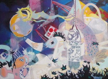 图画 标题为“渔船与花洒的故事110x80cm.12…” 由其彪 陈, 原创艺术品, 其他