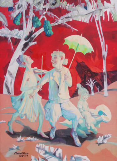 Schilderij getiteld "走，我们一起去涠洲岛110x80cm" door Qi Biao Chen, Origineel Kunstwerk