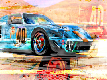 Digitale Kunst mit dem Titel "Ford GT Vintage Car" von Qinart, Original-Kunstwerk, Collagen