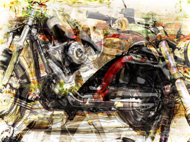 Digitale Kunst mit dem Titel "Harley Ride" von Qinart, Original-Kunstwerk, Digitale Malerei